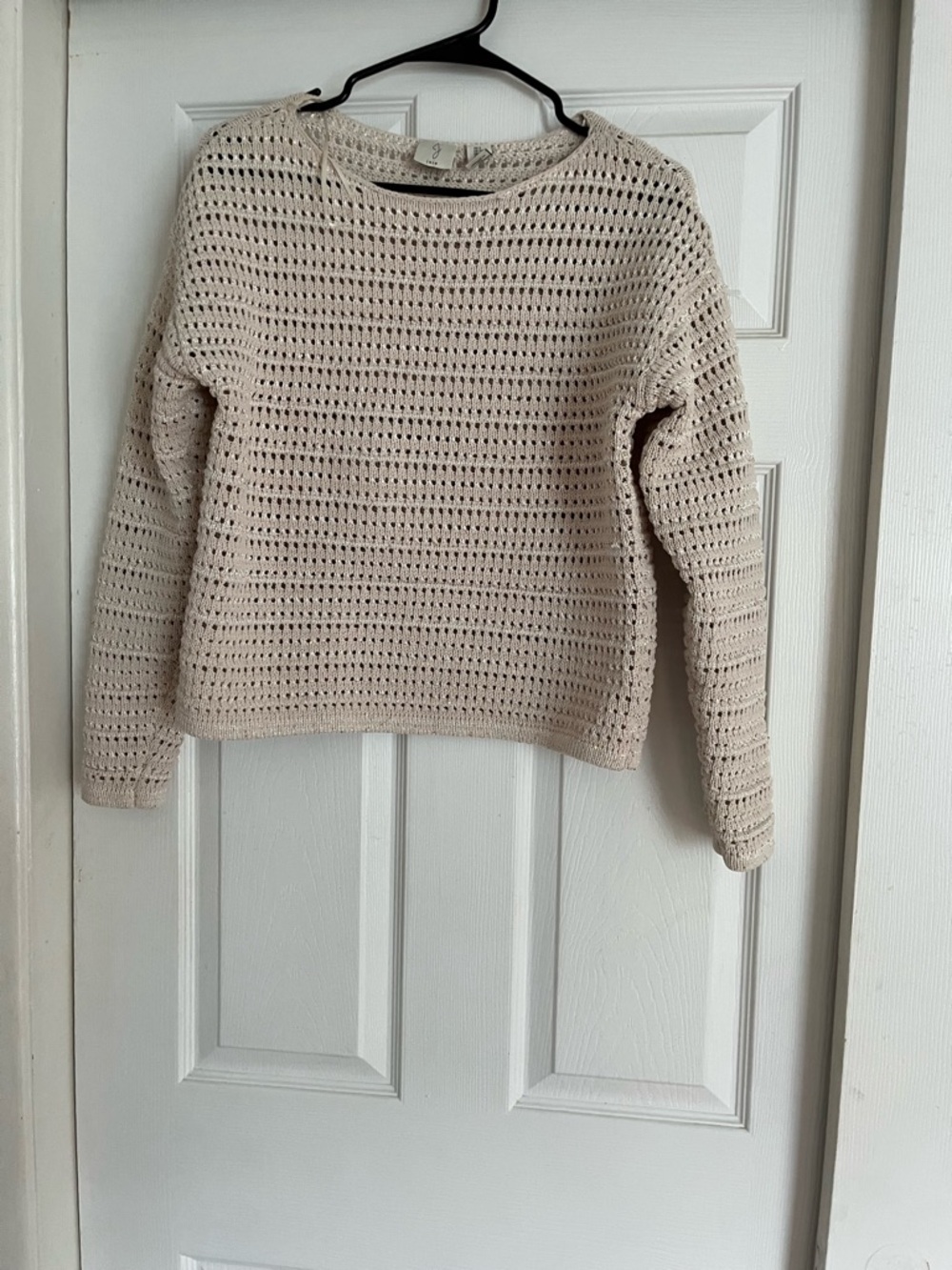 Joie Beige Open-Knit Crewneck Sweater
